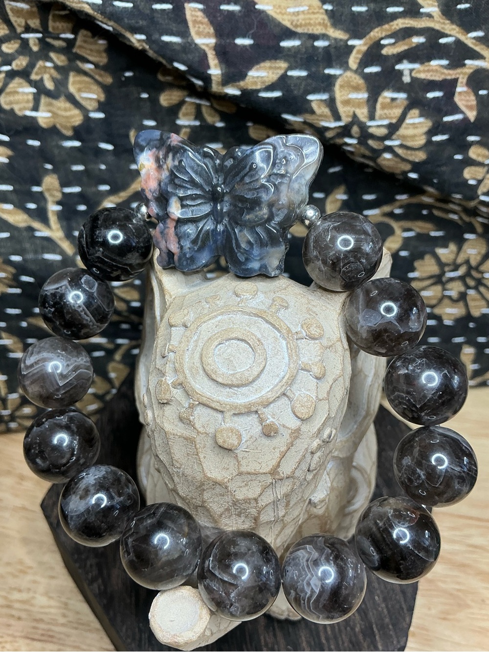 Black Aurora 13mm with Ocean Jasper Butterfly